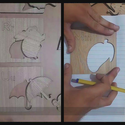 Alphabets with Shapes Drawing Stencils for Kids - Learning Puzzles